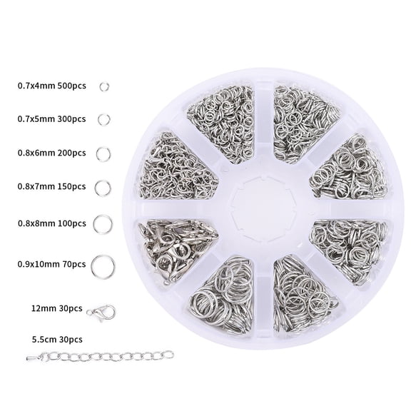 ATJIA 1 Set 4-10mm Jewelry Making Kit with Zinc Alloy Lobster Claw Clasps and Open Jump Rings for Bracelet Necklace Jewelry Making