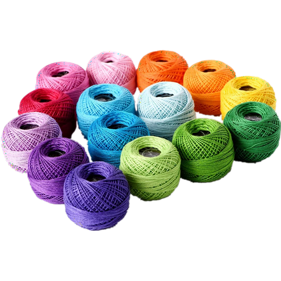 ATJIA 15Pcs Crochet Thread Cotton Thread Balls Embroidery Yarn Rainbow Color Cross Stitch Threads Craft Sewing Supplies for Home Gift Making