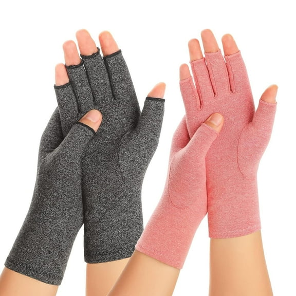 ATJIA 2 Pairs Arthritis Compression Gloves for Women Men Fingerless Warmth Computer Typing and Dailywork