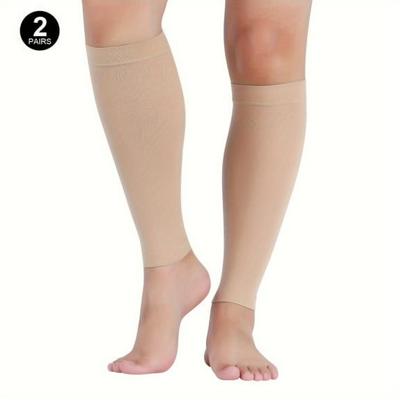ATJIA 2 Pairs Women Footless Medical Compression Stockings 15-20mmhg Socks Calf Sleeve for Calf Pain Relief