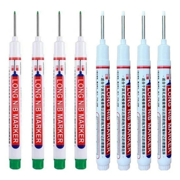ATJIA 8 PCS Multi-Purpose Deep Hole Marker Deep Drill Hole Long Nib Marker Waterproof Construction Pens for Bathroom Woodworking 20 mm