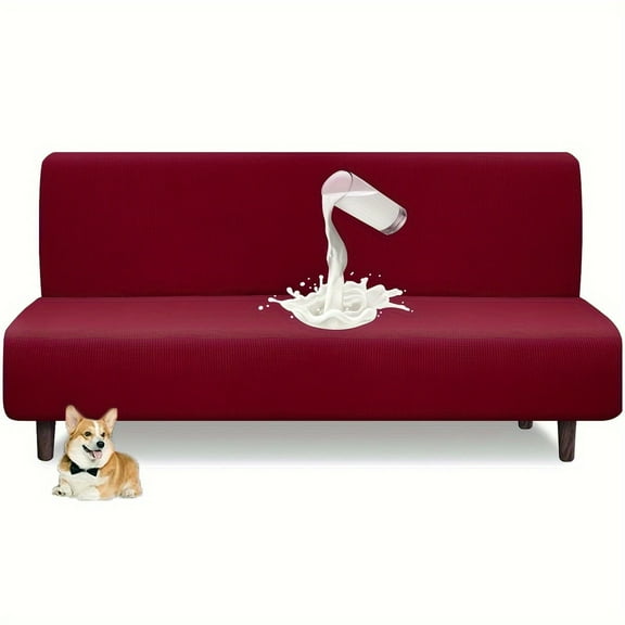 ATJIA Armless Futon Cover Stretch Sofa Bed Slipcover Protector Elastic High Stretch Waterproof Jacquard Fabric Futon Cover
