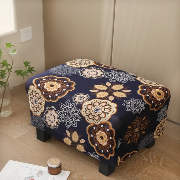 ATJIA Chair Cover Stretch Ottoman Cover Rectangular Storage Ottoman Slipcover Footrest Stool Covers Ottoman Slipcovers