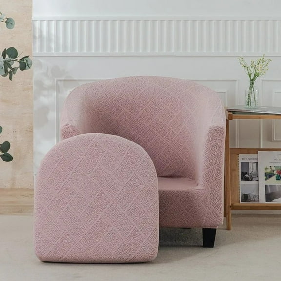 ATJIA Club Chair Slipcover 2-Piece Stretch Barrel Chair Slipcovers Tub Chair Slipcovers Soft Spandex Armchair Covers