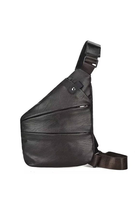 Crossbody Bag Leather Sling Bag For Men Anti-Theft Lightweight Casual Shoulder Bags Chest Pack For Outdoor Business Work Travel Hiking Camping