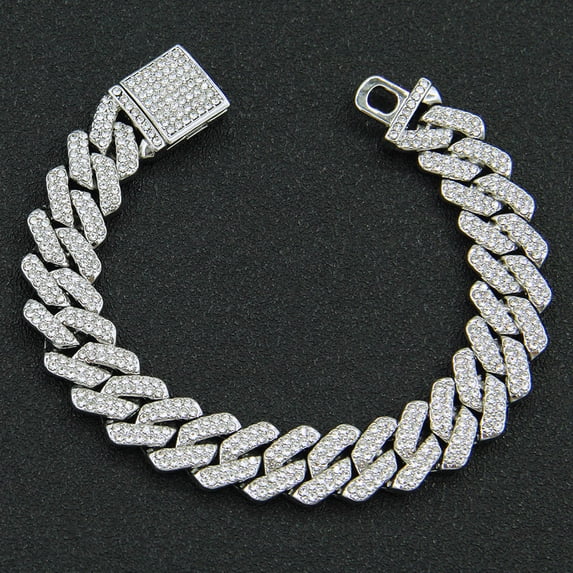 ATJIA Cuban Link Bracelet for Women Cuban Bracelet 14mm Gold Silver Plated Bracelets Bling Hip Hop Jewelry for Womens Gift 