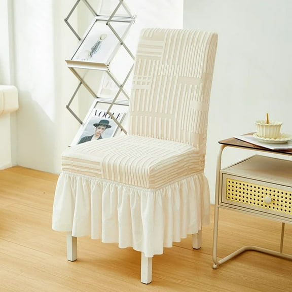 ATJIA Dining Room Chair Slipcovers 1-Piece Stretch Dining Chair Covers with Skirt Non Slip Washable for Hotel Ceremony Party