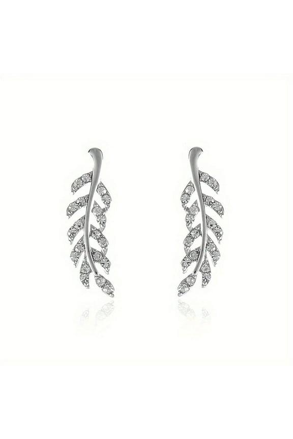 Leaf Earrings for Women Ear Crawler Cuff Earring Sterling Silver Climber Hoop Jewelrys Gift