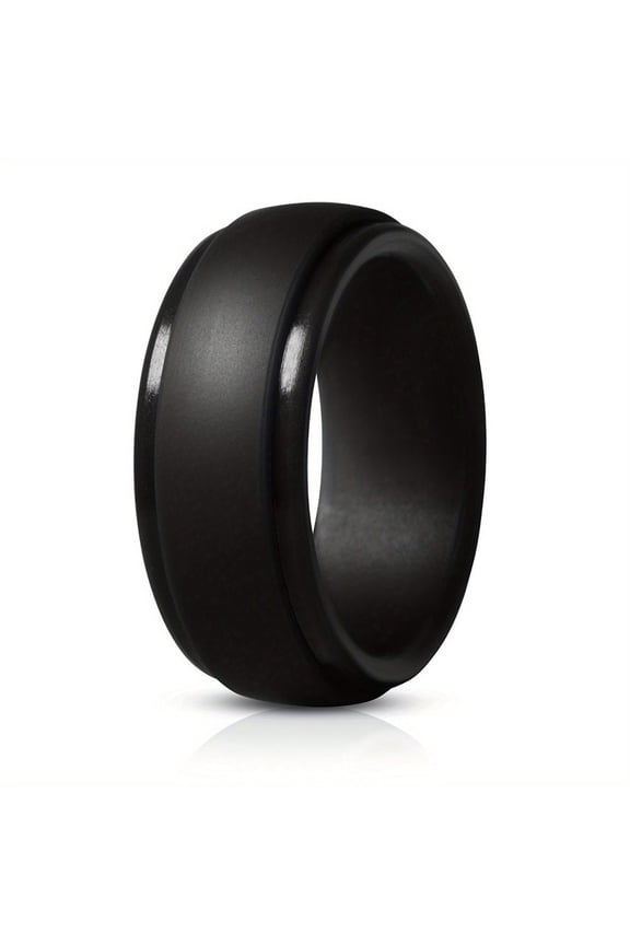 Mens Silicone Wedding Band Rubber Rings for Him Women Couples Size 7,8, 9, 10,11,12,13,14 8mm Wide（Black）