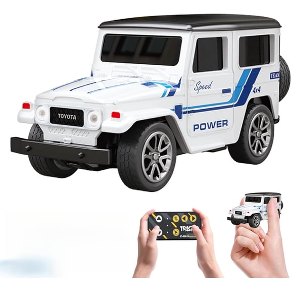 ATJIA Mini Alloy Remote Control Car with LED Lights 1:64 Scale 2.4Ghz Remote and App Control Toy Car