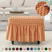 ATJIA Ottoman Cover Rectangular Storage Ottoman Slipcovers with Skirt Stretch Footrest Stool Protect Covers for Living Room