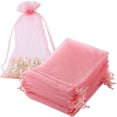 thumbnail image 1 of ATJIA Package 100pcs Organza Bags, 5x7 inch Mesh Drawstring Gift Bags Jewelry Pouches for Christmas Candy Party Gift Small Pouches, 1 of 10