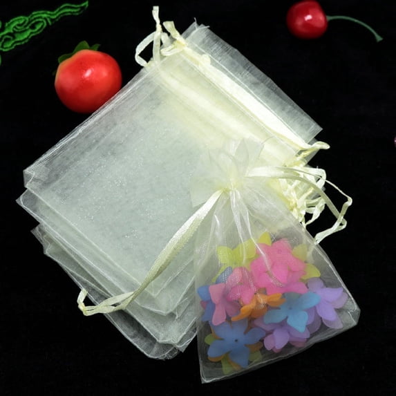 ATJIA Package Christams Gift Bags 100pcs Organza Drawstring Bags 6 x 9 inches Party Favors Gift Mesh Bags Pouches