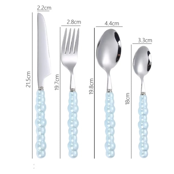 ATJIA Pearl Ceramic Handle Kitchen Stainless Steel Silverware Tableware Flatware Cutlery 4Pieces/Set Steak Knife Dessert Spoon