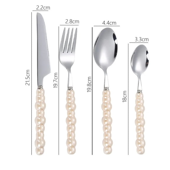 ATJIA Pearl Ceramic Handle Kitchen Stainless Steel Silverware Tableware Flatware Cutlery 4Pieces/Set