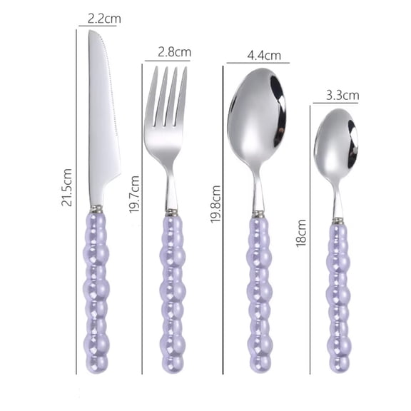 ATJIA Pearl Ceramic Handle Kitchen Stainless Steel Silverware Tableware Flatware Cutlery 4Pieces/Set
