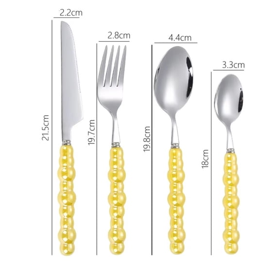 ATJIA Pearl Ceramic Handle Kitchen Stainless Steel Silverware Tableware Flatware Cutlery 4Pieces/Set