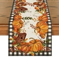 thumbnail image 1 of ATJIA Pumpkin Maple Leaf Stripes Fall Table Runner, Seasonal Autumn Kitchen Dining Table Decoration for Home Party Decor 13x72 Inch, 1 of 6