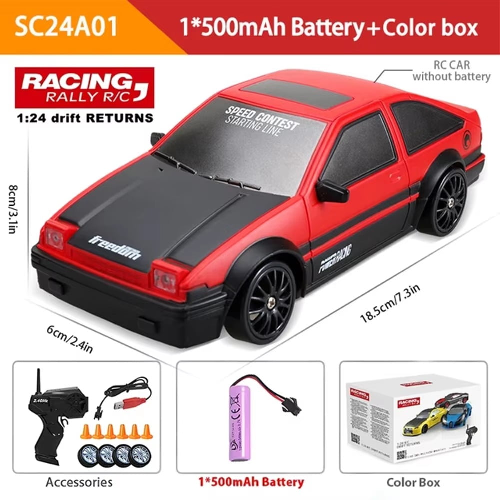 ATJIA RC Drift Car 1/24 4WD 2.4GHz 30KM/H High Speed AE86 Racing Sport Toy Car with LED Lights Racing and Drift Wheels
