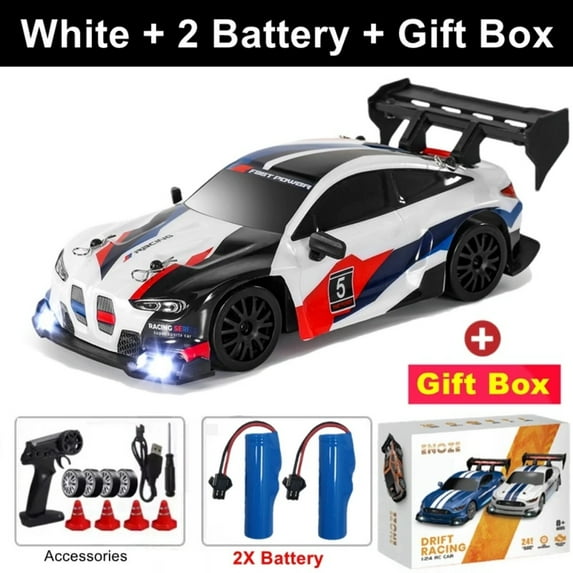 ATJIA RC Drift Car 1:24 Remote Control Cars 2.4GHz 4WD High Speed 30 KM/H Drift RC Cars with LED Light and Drifting Tires Racing Car