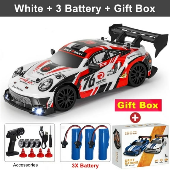 ATJIA RC Drift Car 1:24 Remote Control Cars 2.4GHz 4WD High Speed 30 KM/H Drift RC Cars with LED Light and Drifting Tires Racing Car