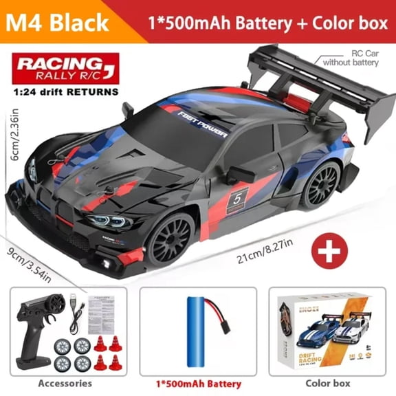 ATJIA RC Drift Car 1:24 Scale 2.4GHz 30KM/H 4WD High Speed Remote Control Vehicle with LED Light Drifting Tires Racing Sport Toy Cars