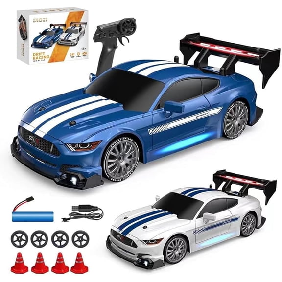 ATJIA RC Drift Car 1:24 Scale 4WD 2.4GHz 30KM/H High Speed Racing Sport Toy Car with LED Lights Racing and Drift Wheels