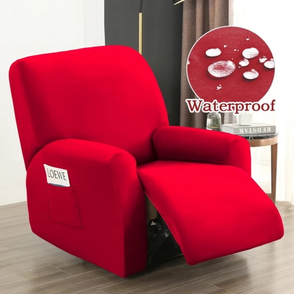 ATJIA Recliner Chair Cover Waterproof Stretch Reclining Sofa Covers with Pockets 4-Piece Washable Recliner Slipcovers