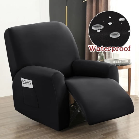 ATJIA Recliner Chair Cover Waterproof Stretch Reclining Sofa Covers with Pockets 4-Piece Washable Recliner Slipcovers