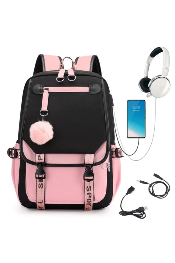 School Backpacks with USB Port Waterproof 20 Liters Laptop Backpacks for High School Bookbag Outdoor Daypack