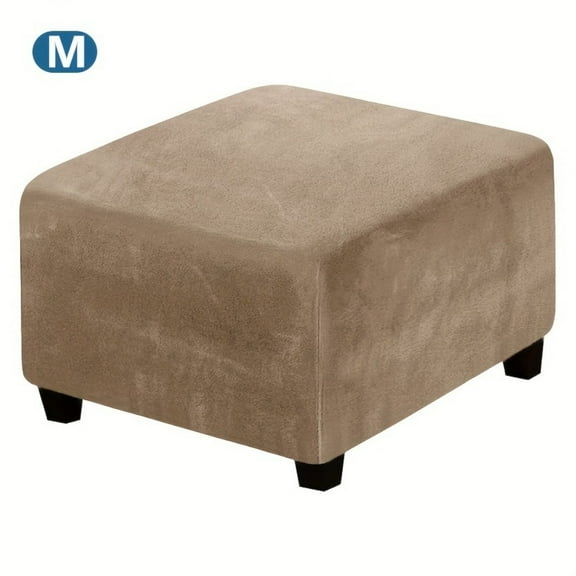 ATJIA Square Ottoman Covers Ottoman Slipcover Velvet Plush Square Footstool Protector Covers Storage Stool Ottoman Covers