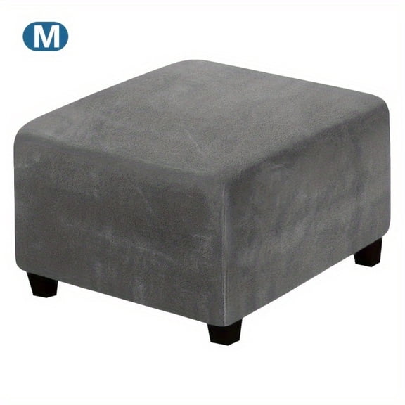 ATJIA Square Ottoman Covers Ottoman Slipcover Velvet Plush Square Footstool Protector Covers Storage Stool Ottoman Covers