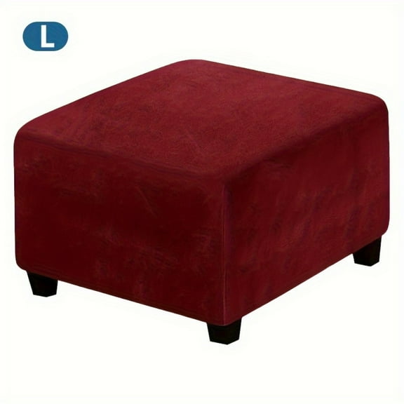ATJIA Square Ottoman Covers Ottoman Slipcover Velvet Plush Square Footstool Protector Covers Storage Stool Ottoman Covers
