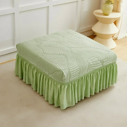 ATJIA Stretch Ottoman Cover with Skirt Rectangular Storage Texture Footrest Stool Covers Furniture Protector