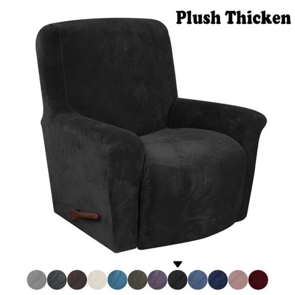 ATJIA Velvet 4-Pieces Stretch Recliner Chair Cover Recliner Slipcover Soft Velvet Recliner Covers Non Slip Furniture Protector with Pocket