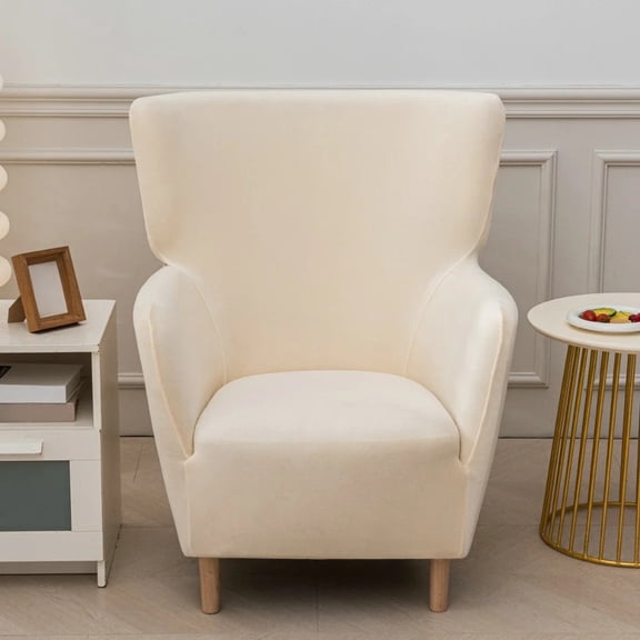 ATJIA Velvet Chair Cover Stretch Wingback Armchair Sofa Covers Non-slip Soft Single Sofa Cover for Home Furniture Protector