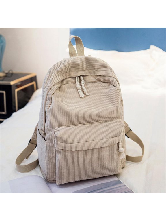 Vintage School Bookbag, Travel Laptop Backpack, Corduroy Backpack, Casual Daypack for College