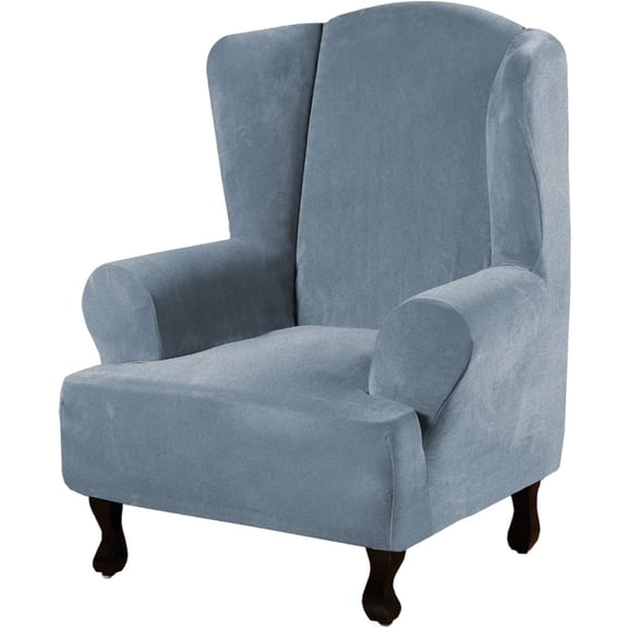 ATJIA Wingback Chair Covers Velvet Plush Wing Chair Slipcover 1 Piece High Stretch Wing Back Chair Slipcovers