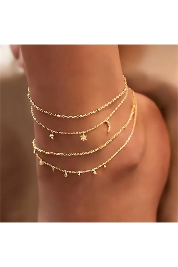 Women 14K Gold Silver Plated Ankle Bracelets Trendy Waterproof Boho Anklets Dainty Cute Summer Beach Jewelry Gift ﻿