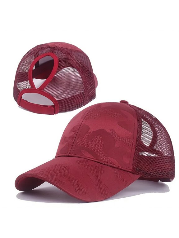 Womens Ponytail Hat Baseball Cap Adjustable Criss Cross Baseball Cap High Bun Men Quick Drying Trucker Hats 