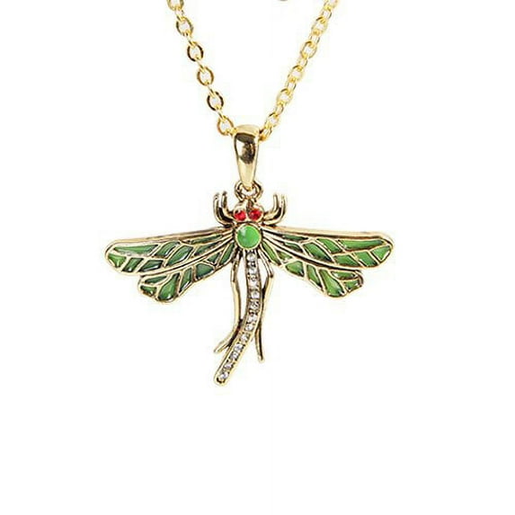 ATL Pewter Alloy Golden Dragonfly Necklace Pendant