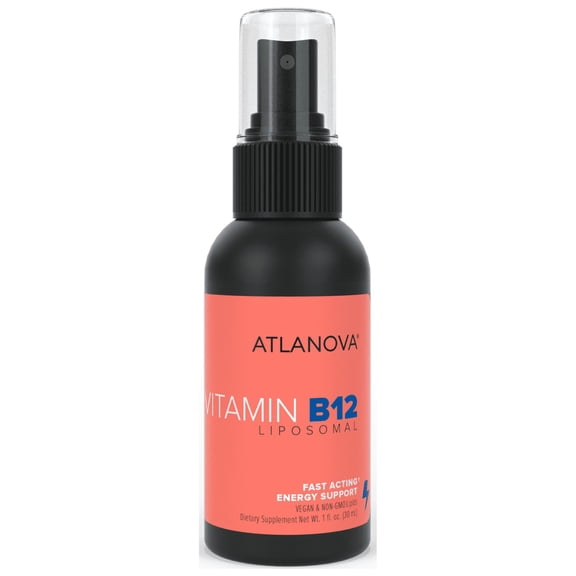 ATLANOVA Liposomal Vitamin B12 Liquid Spray, Superior Absorption Formula, Methyl B12 Sublingual Spray, Natural Vegan B12 Dietary Supplement, Dr Formulated, Energy Supplement, 1 oz 1000 mcg 60 Servings