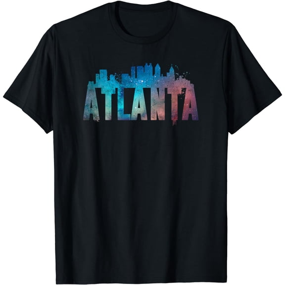 ATLANTA City Skyline GA Pride Vintage Vacation Souvenir Gift T-ShirtMen and women, Black T-shirt, size: Extra large