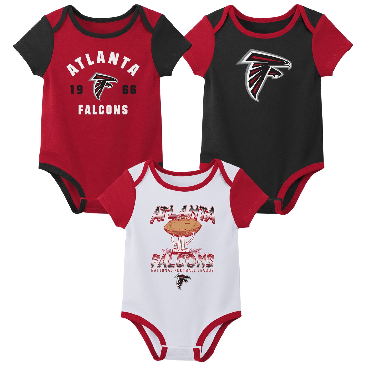 ATLANTA FALCONS NFL Infant Boys 3 Pack Onesie Game Day Fan Apparel