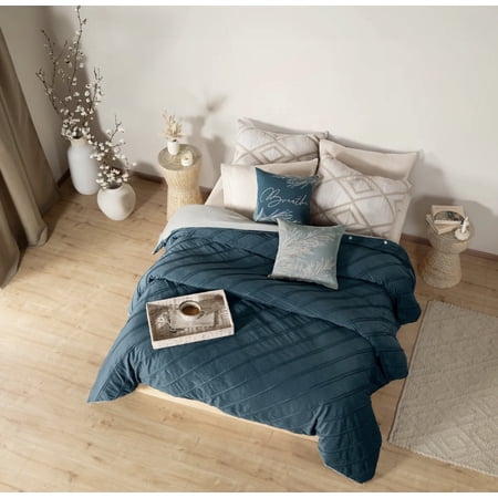ATLANTIC EMBOSSED STRIPED PATTERN VELVET TEXTURE DUVET COVER CALIFORNIA KING SIZE MADE IN MEXICO