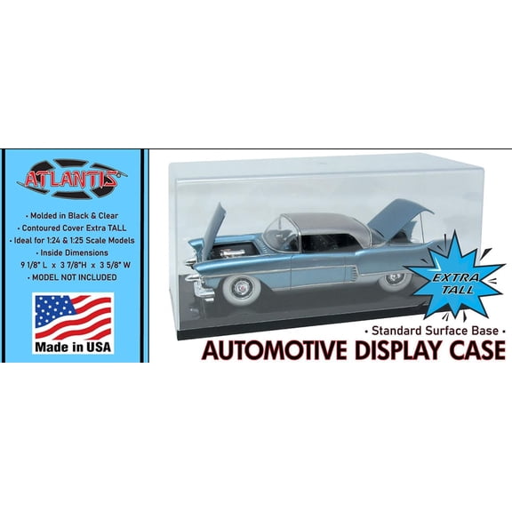Atlantis 1013 Extra Tall Standard Surface Base Automotive Display Case for 1/24 & 1/25 Scale Models, Clear