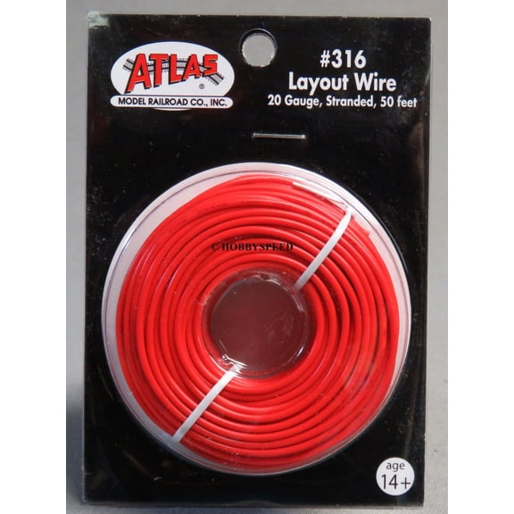 ATLAS 316 TRACK LAYOUT RED WIRE 20 GAUGE STRANDED 50 FT ATL316