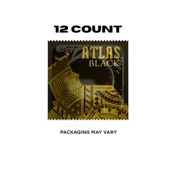 ATLAS Black Condoms, 12 Pack