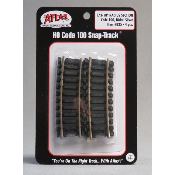 ATLAS HO 1 3/8" RADIUS CURVE TRACK SECTION CODE 100 ATL835