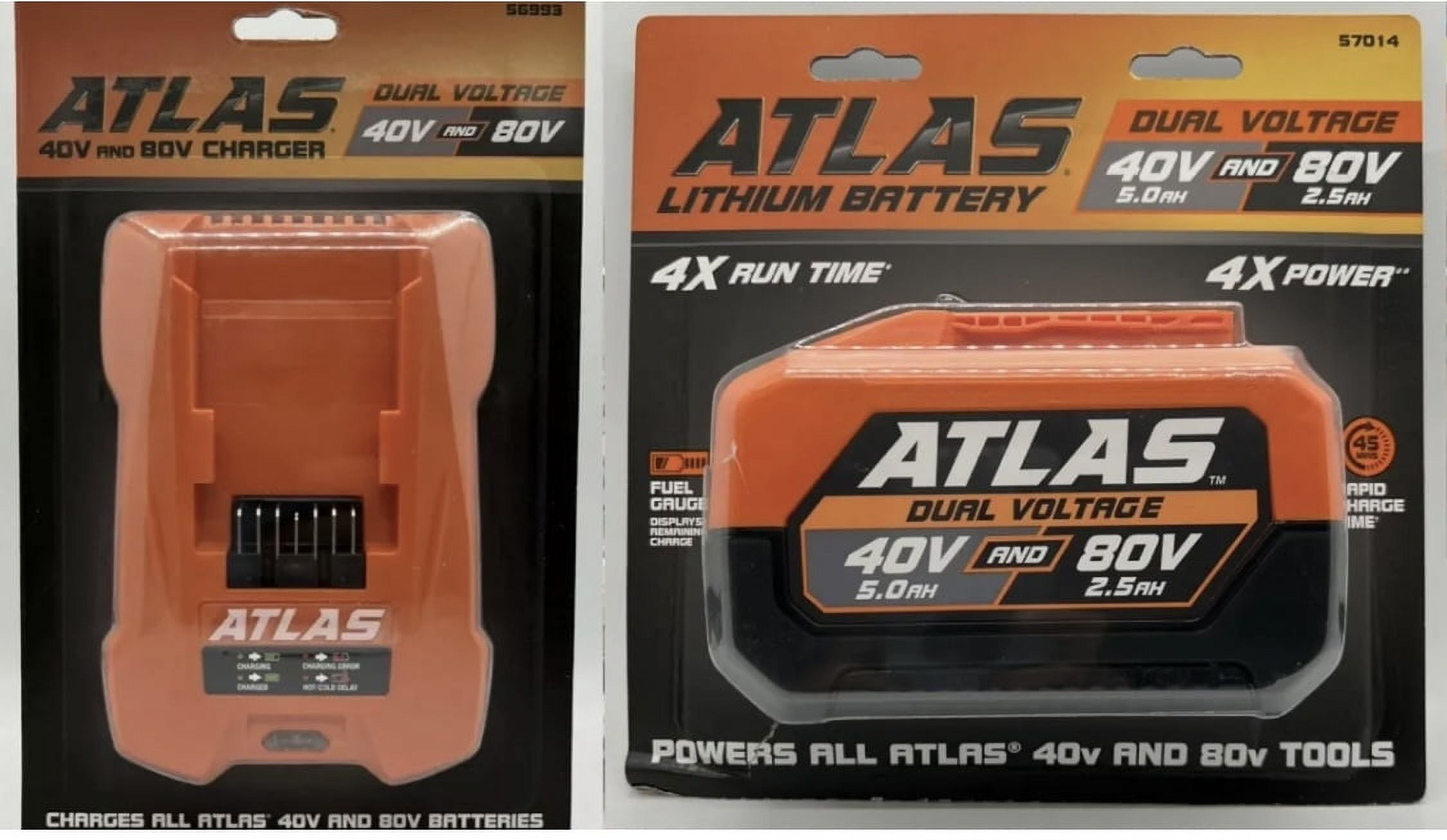 ATLAS KIT 40V AND 80V DUAL CHARGER AND 80V 2.5 AH 40V 5.0 BATTERY